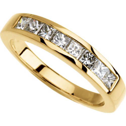 18k Yellow Gold Square Princess Cut Diamond Band, Size 6 (.75 Cttw, GH Color, SI2-SI3 Clarity)