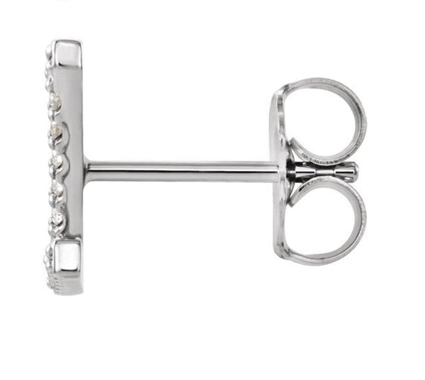 Rhodium-Plated 14k White Gold Diamond Letter 'Z' Initial Stud Earring (Single Earring) (.07 Ctw, GH Color, I1 Clarity)