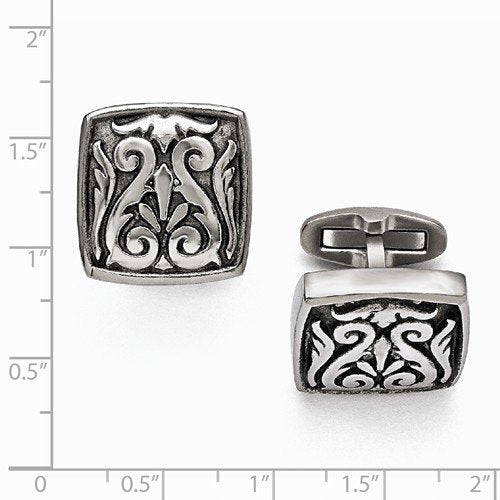 Heritage Collection Casted Grey Titanium Winged Scroll Cuff Links, 20MM