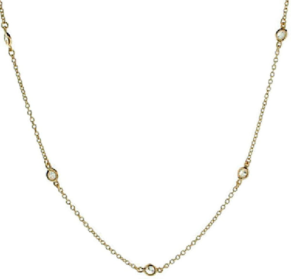 14k Yellow Gold Cubic Zirconia Station Necklace, 18"