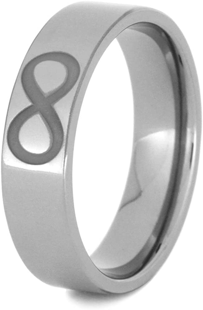 The Men's Jewelry Store (Unisex Jewelry) Fish, Infinity, and Trinity Symbols 6mm Comfort-Fit Titanium Band, Size 10.25