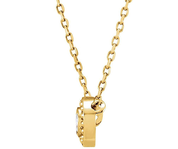 Diamond Solitaire Granulated Bead Design Slide 14k Yellow Gold Pendant Necklace, 16" (.10 Cttw)