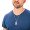 Men's Two-Tone, Antiquing Black CZ Dog Tag Pendant Necklace, Stainless Steel, 24"