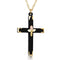 Ave 369 Black Powder Coated Cross Pendant Necklace, 10k Yellow Gold, 12k Green and Rose Gold Black Hills Gold Motif, 18"