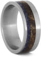 Mesquite Burl, Crushed Blue Sea Glass 7mm Matte Titanium Comfort-Fit Wedding Band, Size 15.5