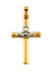 Two-Tone Hollow Claddagh Cross 14k Yellow and White Pendant (25x16 MM)