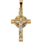 Two-Tone Sunburst Crucifix 14k Yellow and White Gold Pendant(19X13MM)