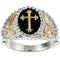 Men's Cross Ring, Sterling Silver, 10k Yellow Gold, 12k Green and Rose Gold Black Hills Gold Motif