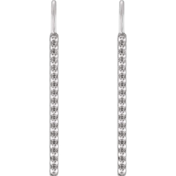 Bead Trim Dangle Earrings, Rhodium-Plated 14k White Gold