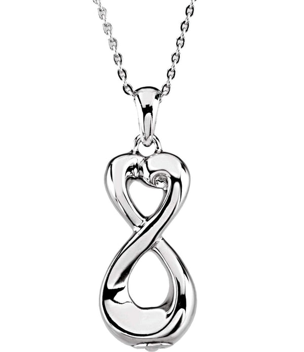 Sterling Silver Infinite Love Ash Holder Pendant Urn Cremation Memorial Necklace, 18"