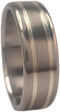 Inlaid Sterling Silver, Brushed Titanium 9mm Comfort-Fit Wedding Band, Size 11