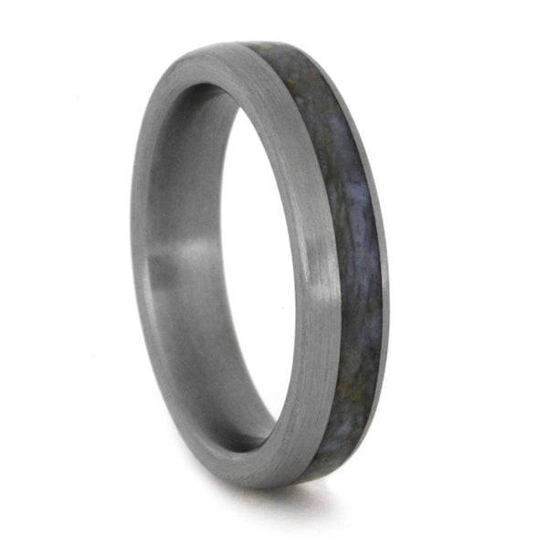 Slim Profile Dinosaur Bone 4mm Comfort-Fit Brushed Titanium Wedding Band