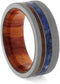 Tulipwood, Blue Box Elder Burl 8mm Sandblasted Titanium Comfort-Fit Band, Size 8.5