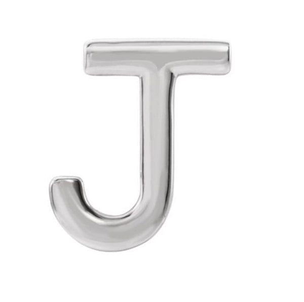 Initial Letter 'J' Sterling Silver Stud Earring (Single Earring)