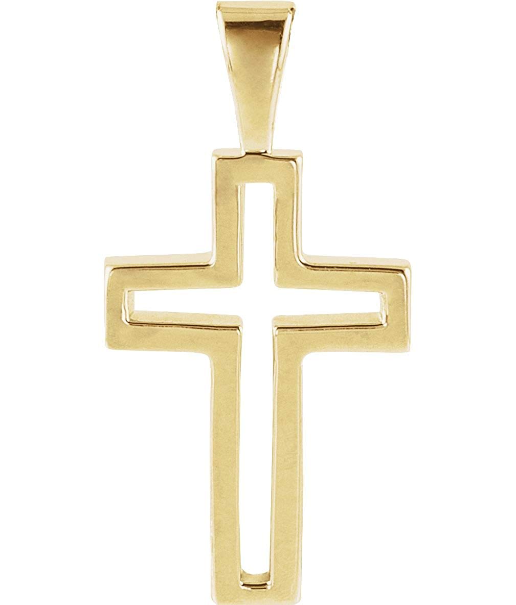 Catholic Cross 18k Yellow Gold Pendant (13.5x9.5MM)