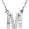 Diamond Initial 'M' Rhodium Plate 14K White Gold (1/5 Cttw, GH Color, I1 Clarity), 16.25"