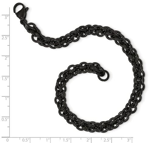 Men's Black IP Stainless Steel Byzantine Chain Bracelet, 9 Inches