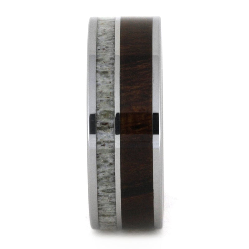 Ironwood, Deer Antler, Titanium 8mm Comfort-Fit Tungsten Band