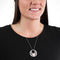 Circle with Designer Leaf Pendant Necklace, Sterling Silver, 12k Rose Gold Black Hills Gold Motif, 18"