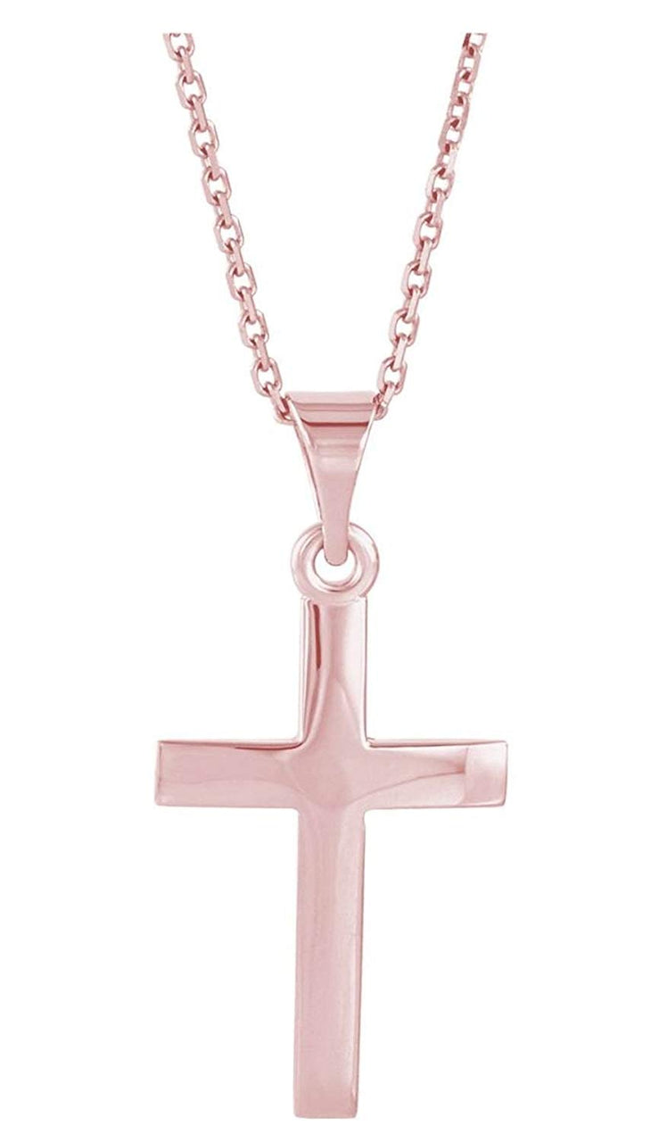 Christian Cross 14k Rose Gold Pendant Necklace, 18" (17x11.5 MM)