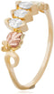 Oval Diamond Anniversary Ring, 10k Yellow Gold, 12k Green and Rose Gold Black Hills Gold Motif, Size 8.75