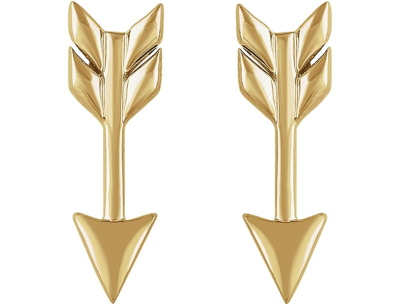 Satin-Finish Arrow Earrings, 14k Yellow Gold