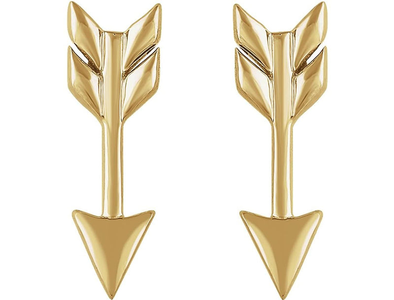 Satin-Finish Arrow Earrings, 14k Yellow Gold