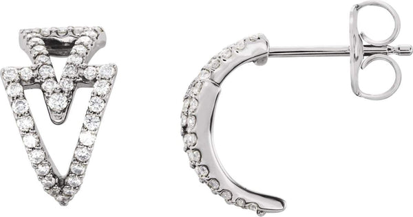 Diamond Geometric J-Hoop Earrings, Sterling Silver (1/4 Ctw, Color G-H, Clarity I1)