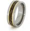 18k Yellow Gold Pinstripes, Multi-Color Dino Bone 7mm Comfort-Fit Titanium Band, Size 11.5
