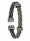 Men's Thorn Collection Gray Titanium Cable Wire with Cast Titanium Accent Cuff Bangle Bracelet, 7"