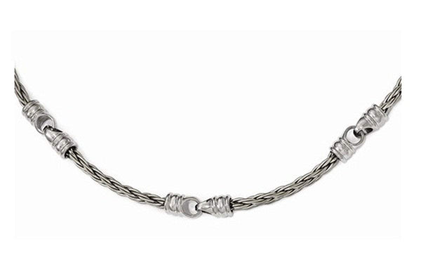 Edward Mirell Brushed Titanium Cable and Polished Link Necklace, 22.5"