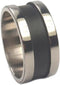 Black Enamel Inlay 8mm Comfort Fit Brushed Titanium Wedding Band, Size 6.25