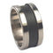 Black Enamel Inlay 8mm Comfort Fit Brushed Titanium Wedding Band