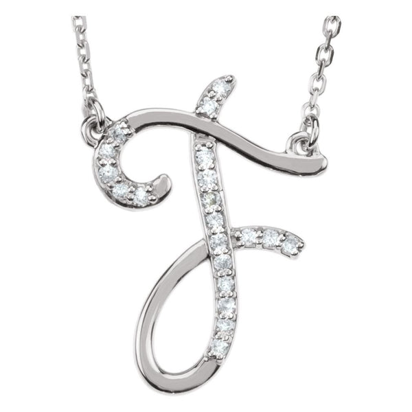 Diamond Initial 'F' Sterling Silver Pendant Necklace, 16.00" (.10 Cttw, GH Color, I1 Clarity)