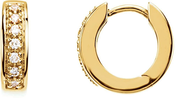 Diamond Hoop Earrings, 14k Yellow Gold, 3.38mm (1/6 Ctw, Color G-H, Clarity SI1)