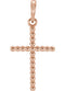 Beaded Cross 14k Rose Gold Pendant (13.5X9.4 MM)