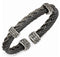 Men's Thorn Collection Gray Titanium Black Memory Cable and Black Titanium Cuff Bangle Bracelet, 7"
