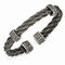 Men's Thorn Collection Gray Titanium Cable Wire with Cast Titanium Accent Cuff Bangle Bracelet, 7"