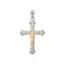 Two-Tone Trefoil Crucifix Sterling Silver and 14k Yellow Gold Pendant (41.5X23.3MM)
