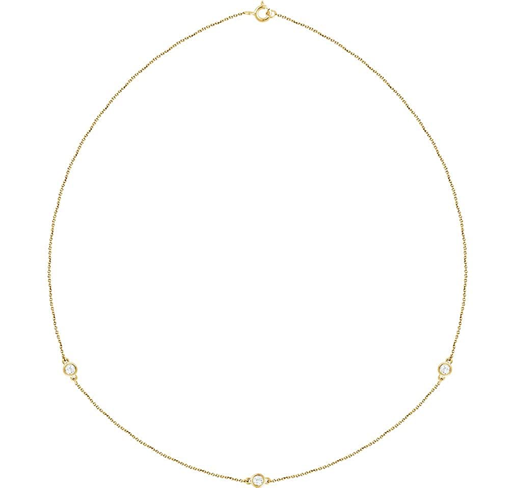 Diamond Solitaire 14k Yellow Gold Pendant Necklace, 18" (1/3 Cttw)