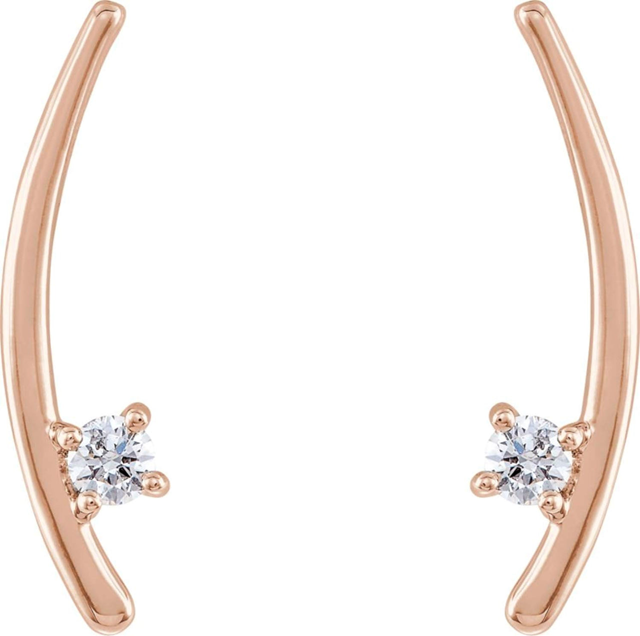 Diamond Ear Climbers, 14k Rose Gold (.125 Ctw, G-H Color, I1 Clarity)