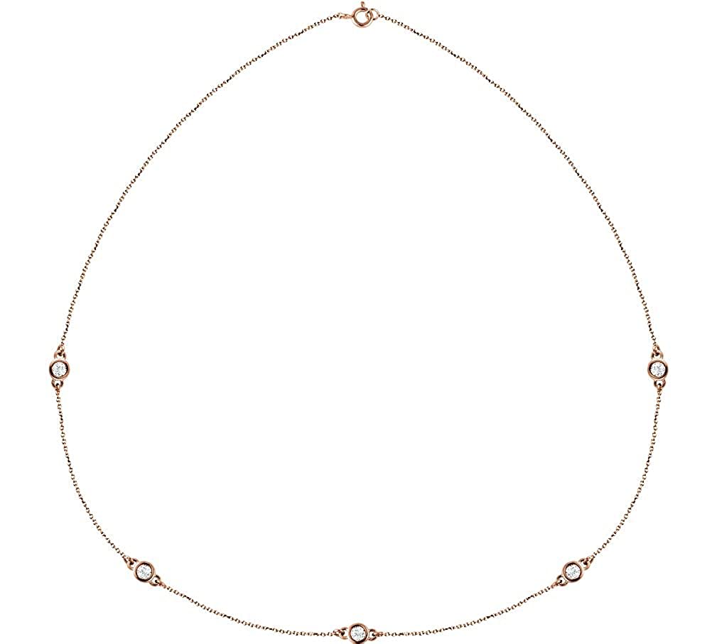Diamond Solitaire 14k Rose Gold Pendant Necklace, 18" (1.00 Cttw)