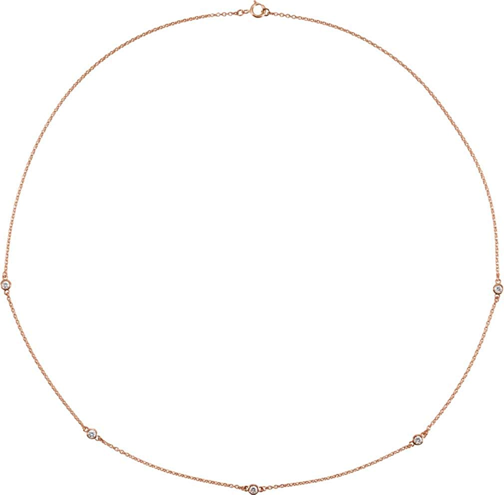 Diamond Solitaire 14k Rose Gold Pendant Necklace, 18" (1/4 Cttw)