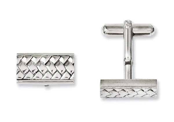 Stainless Steel Woven Textured Rectangle Cuff Links, 18X9MM