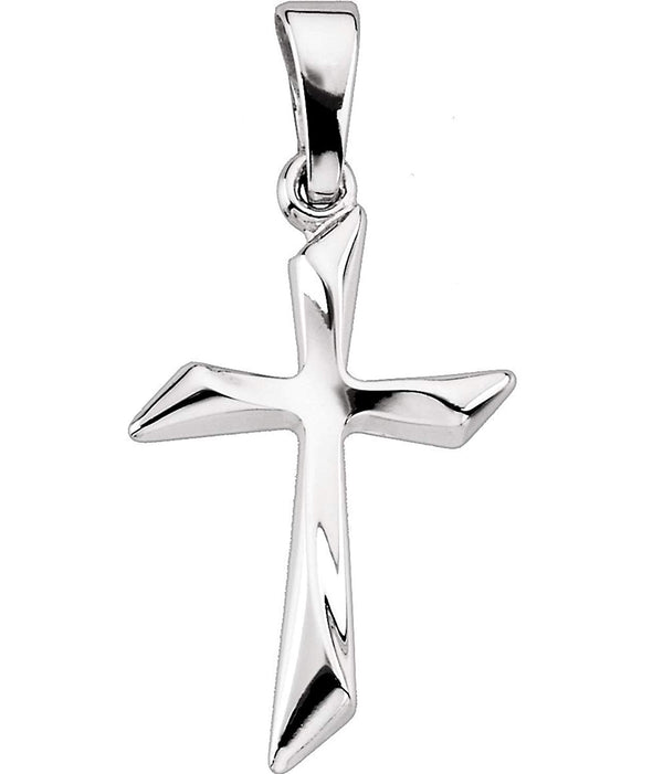 Small Curvy Cross 14k White Gold Pendant