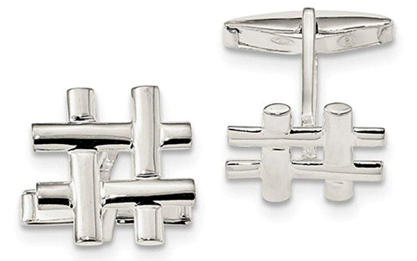 Sterling Silver Toggle Back Square Cuff Links, 18.6 MMX8.4MM