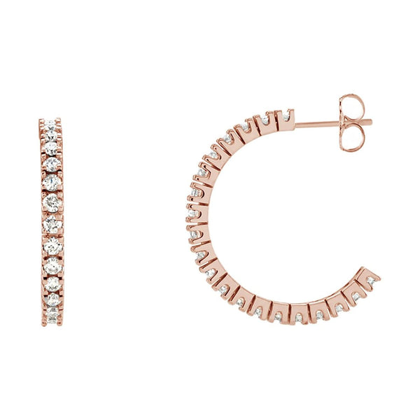 Diamond Hoop Earrings, 14k Rose Gold (2 Ctw, Color G-H, Clarity I1)