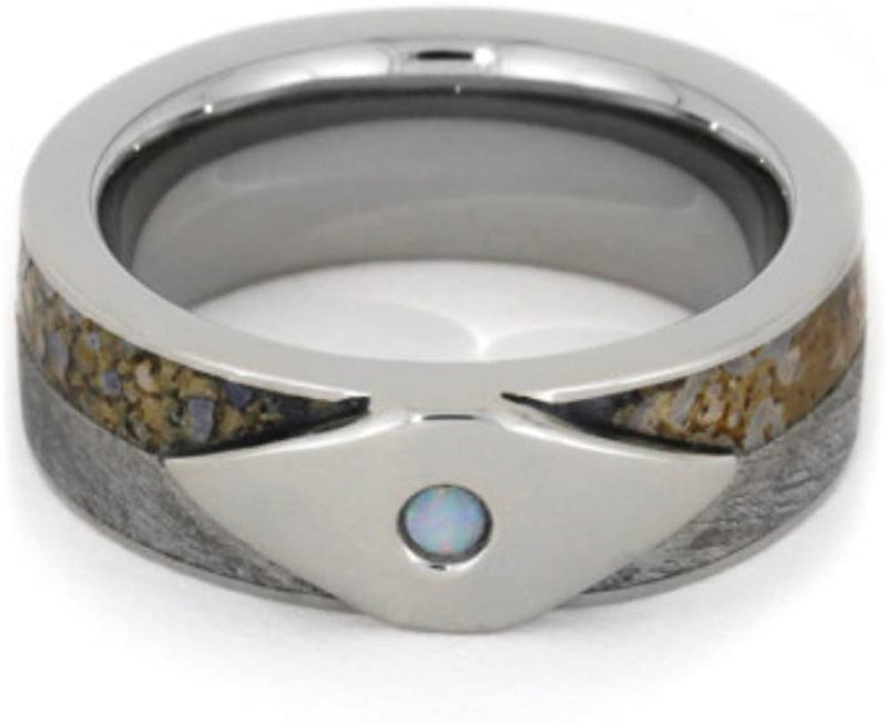 The Men's Jewelry Store Opal, Dinosaur Bone, Gibeon Meteorite 6mm Comfort-Fit Titanium Band