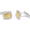 Rhodium-Plated 14k Yellow Gold and Sterling Silver Rectangle Cuff Links, 14x16MM