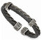 Men's Thorn Collection Gray Titanium Black Memory Cable and Black Titanium Cuff Bangle Bracelet, 7"
